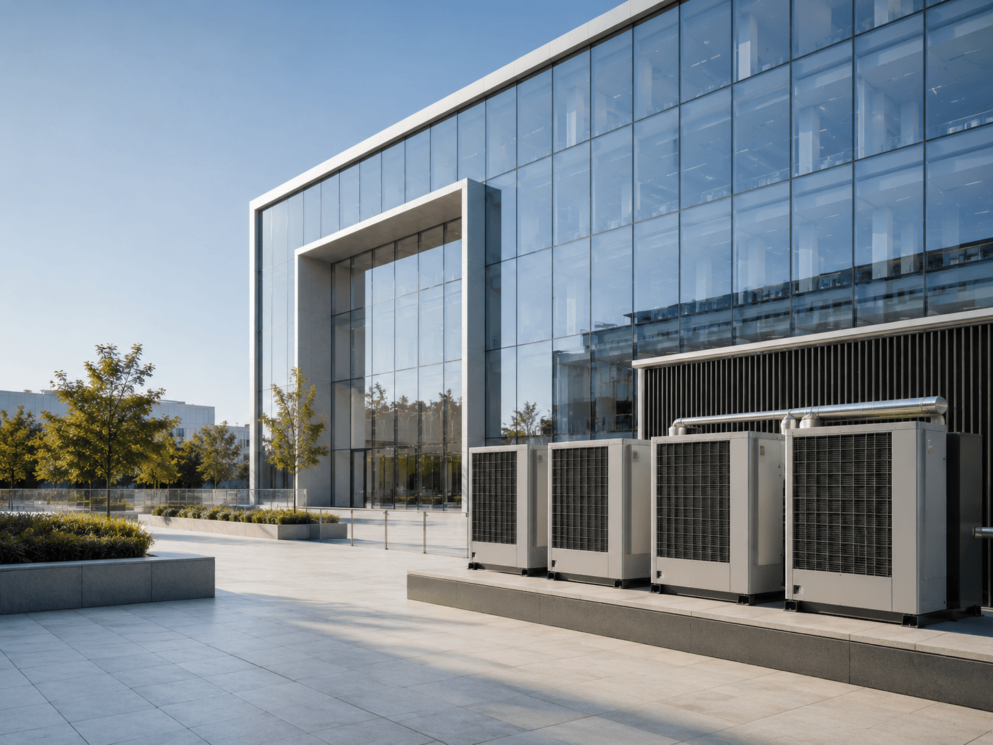 Heat pumps outside an enterprise building