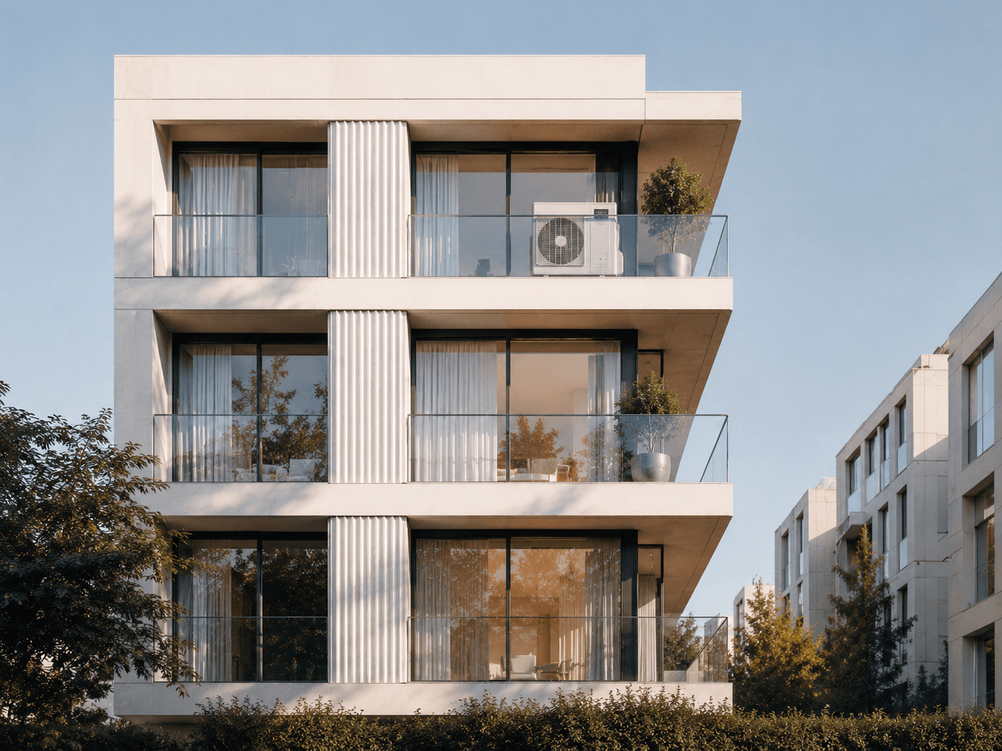 Modern homes with energy-efficient heat pump systems